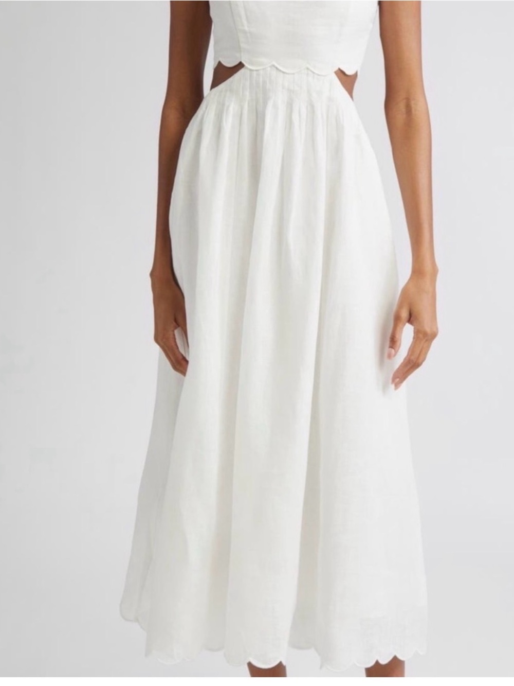 Zimmermann White Scalloped Midi Skirt